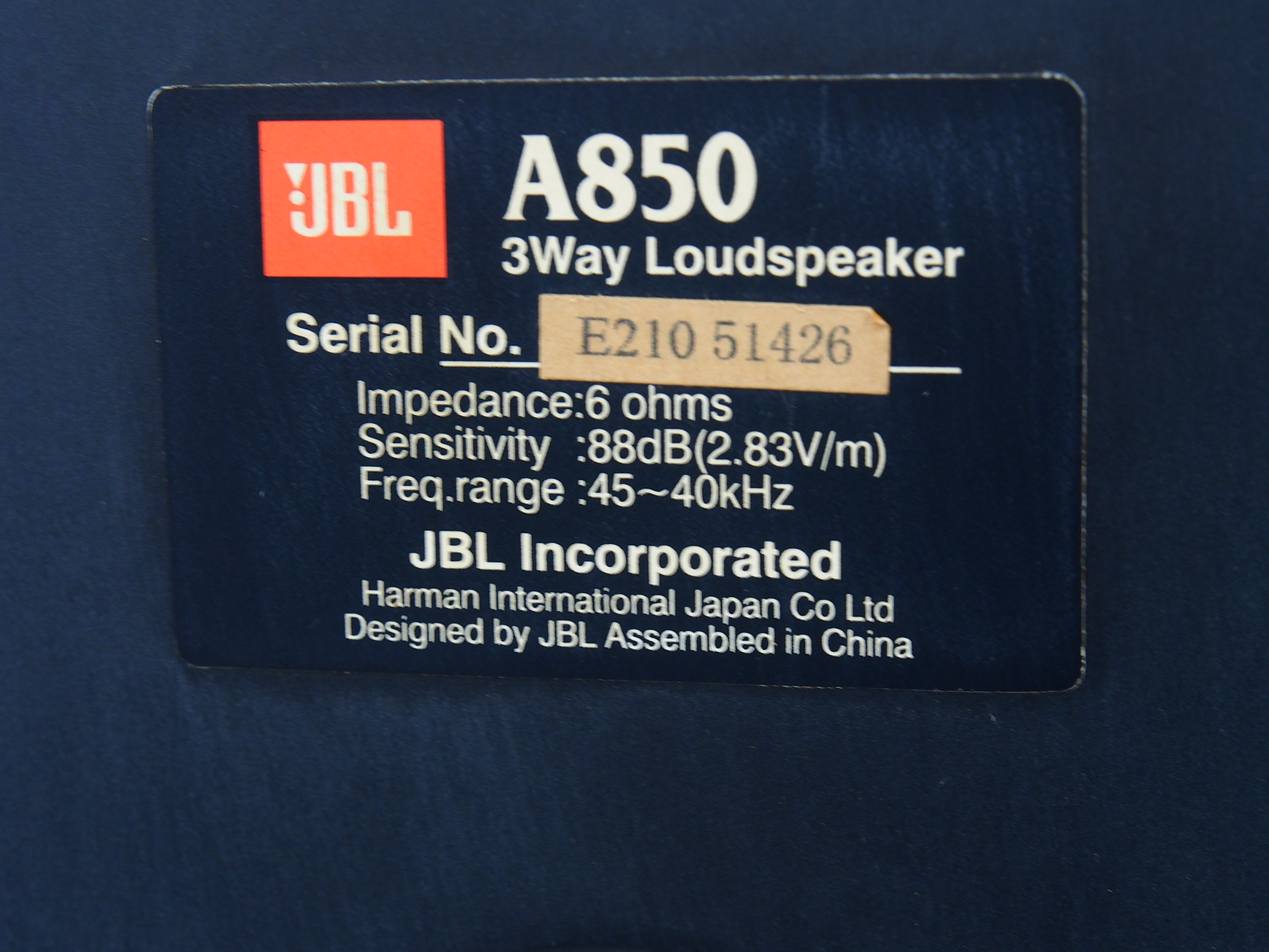 JBL Incorporated A850 スピーカー 節約